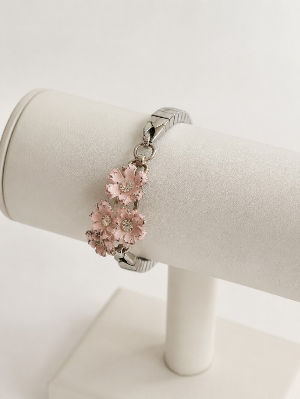 Stainless Steel Fairy Grunge Whimsigoth Floral Faux Crystal Festival Bracelet